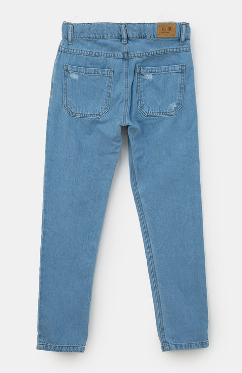Jean Casual Para Niño Color Índigo Claro