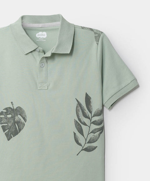 Camiseta Tipo Polo Para Niño En Algodón Color Verde