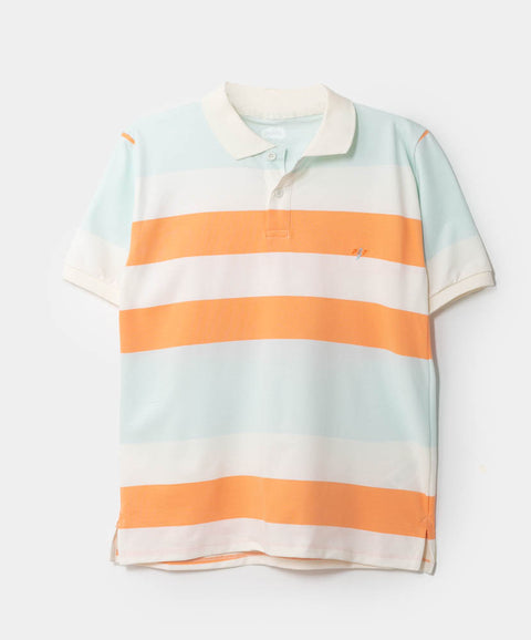 Camiseta tipo polo para niño en algodón color marfil