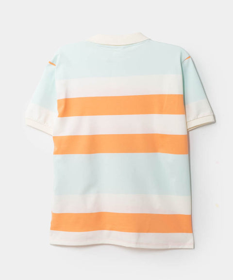 Camiseta tipo polo para niño en algodón color marfil