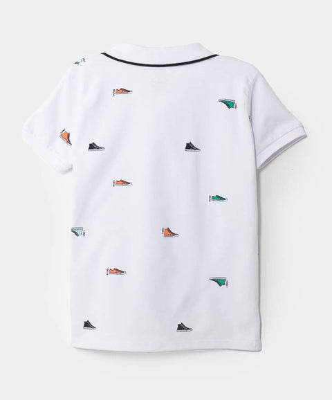 Camiseta tipo polo para bebé niño en algodón color blanco