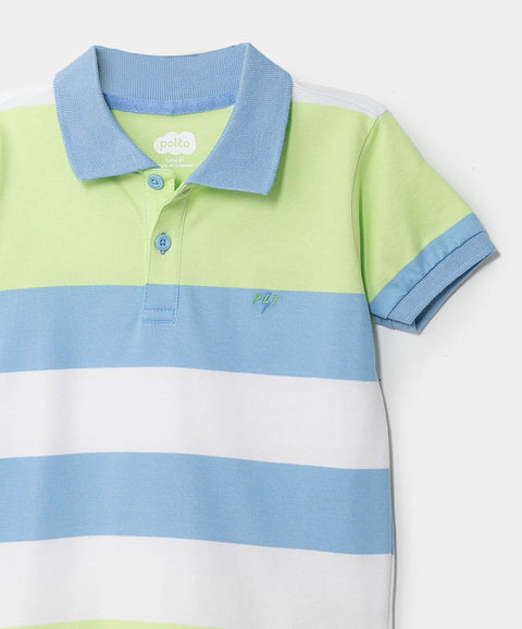 Camiseta tipo polo para bebé niño en algodón color azul