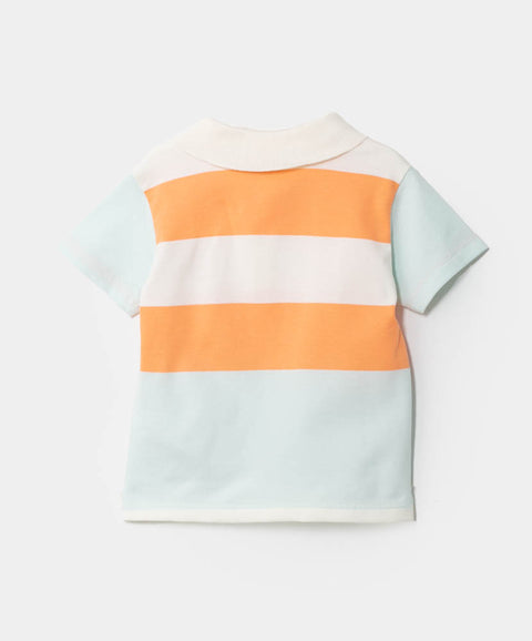 Camiseta tipo polo para recién nacido en algodón color marfil