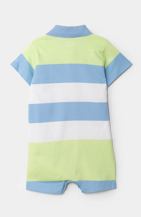 Mameluco tipo polo para recién nacido en algodón color azul