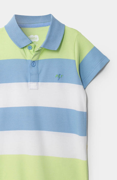 Mameluco tipo polo para recién nacido en algodón color azul