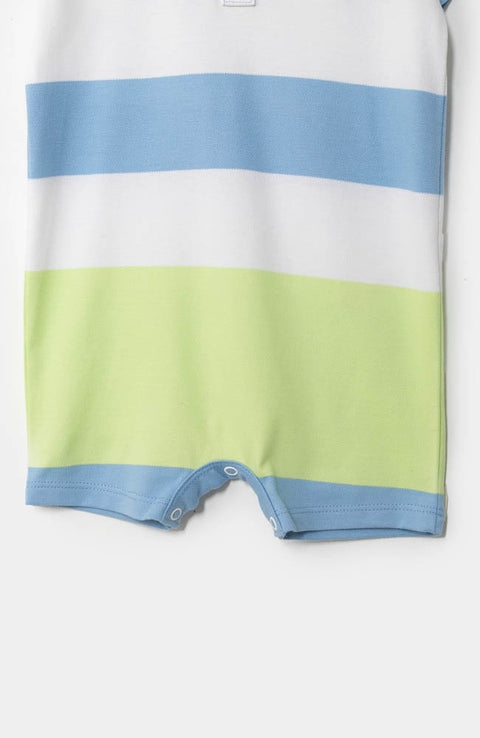 Mameluco tipo polo para recién nacido en algodón color azul