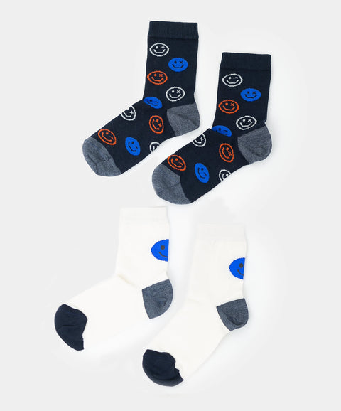 Medias x 2 para niño en algodón color azul oscuro