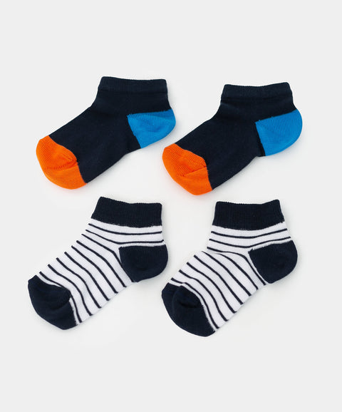 Medias x 2 para bebé niño en algodón color azul oscuro