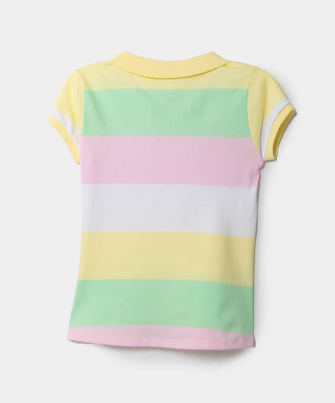 Camiseta tipo polo para niña en algodón color amarillo claro