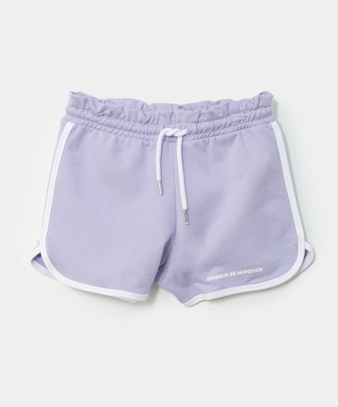 Short para niña en burda color lila