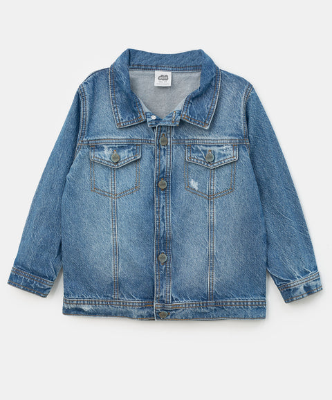 Chaqueta para bebé niño en algodón color índigo