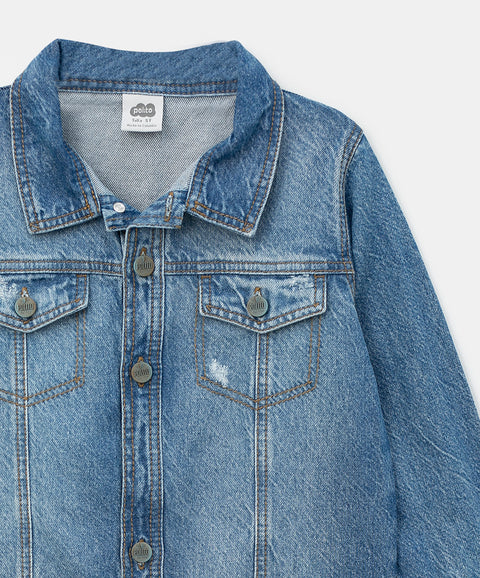 Chaqueta para bebé niño en algodón color índigo