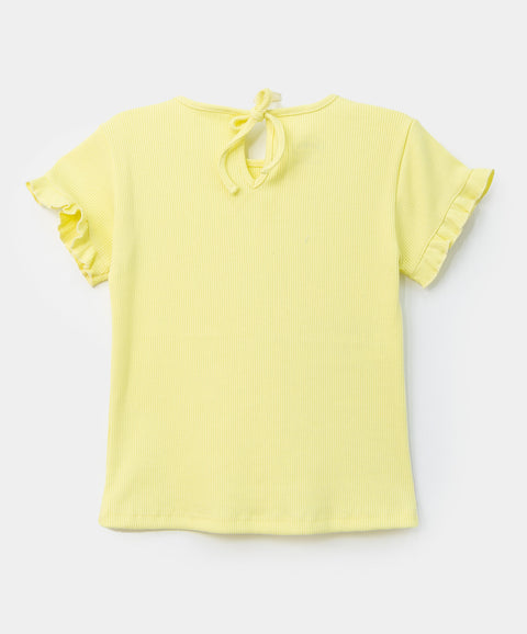 Blusa corta para niña en rib color lima