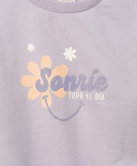 Buzo para bebé niña en perchado color lila con boleros