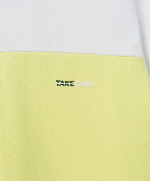 Camiseta tipo polo para niño en algodón color lima con blanco