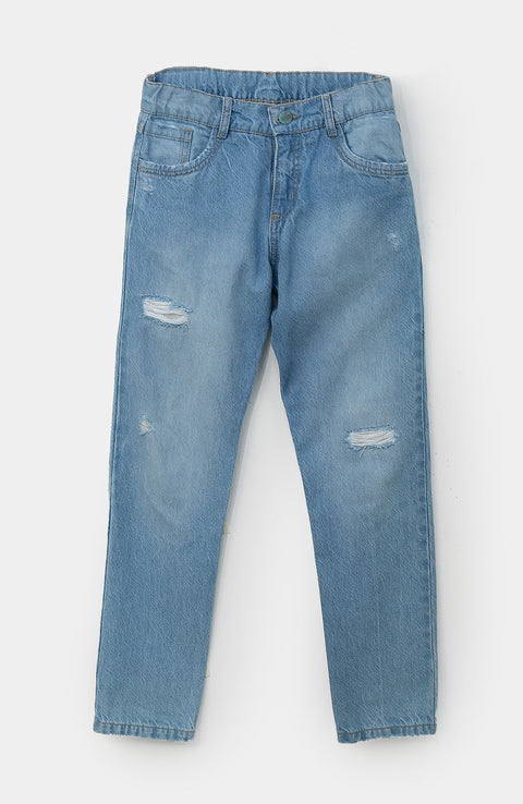 Jean para niño en denim color índigo medio oscuro