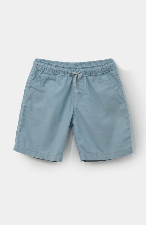Conjunto de camiseta y bermuda para bebé niño en tela suave y twill color azul medio