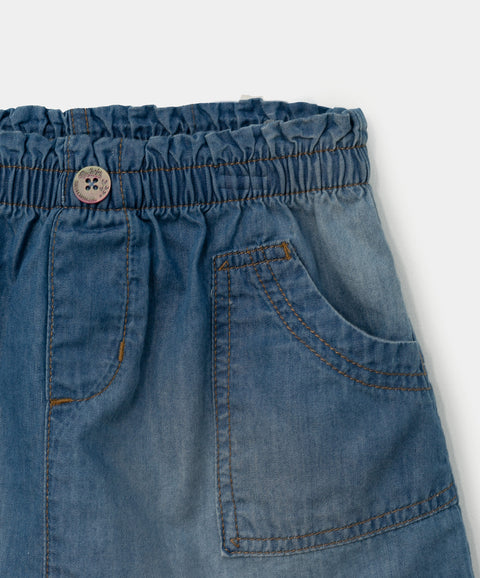 Minifalda para bebé niña en denim color índigo