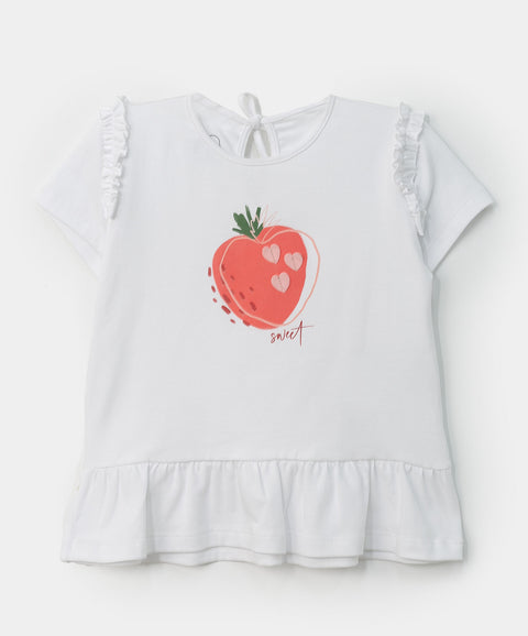 Blusa manga corta para bebé niña en licra color blanco