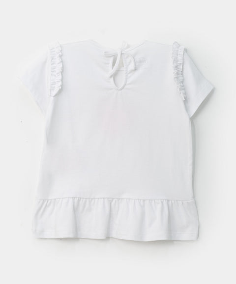 Blusa manga corta para bebé niña en licra color blanco