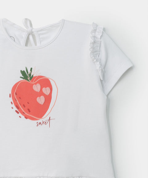 Blusa manga corta para bebé niña en licra color blanco