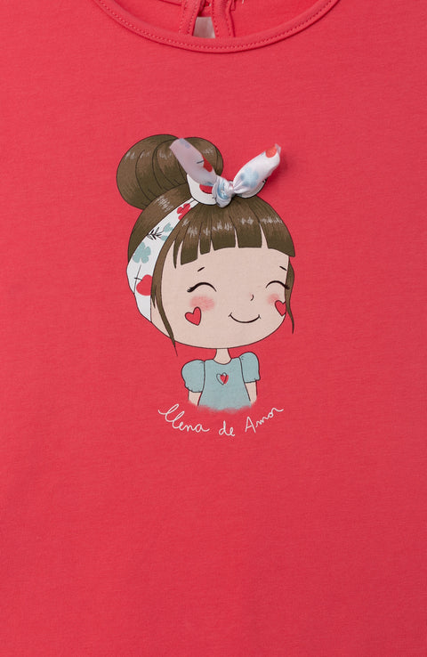 Conjunto de short con blusa para bebé niña en licra color fresa