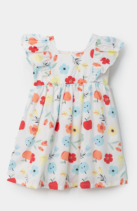 Vestido corto para bebé niña en popelina color blanco