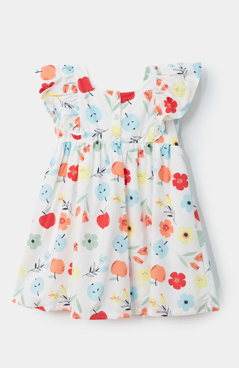Vestido corto para bebé niña en popelina color blanco