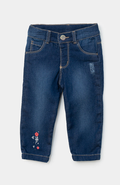 Jean para recién nacida en denim color índigo