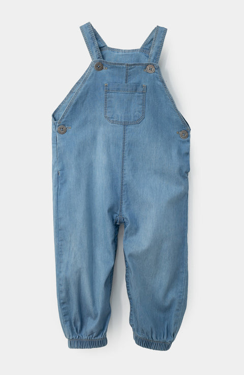 Overol largo para recién nacido en denim color índigo