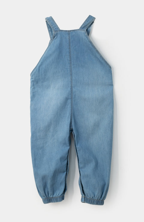 Overol largo para recién nacido en denim color índigo