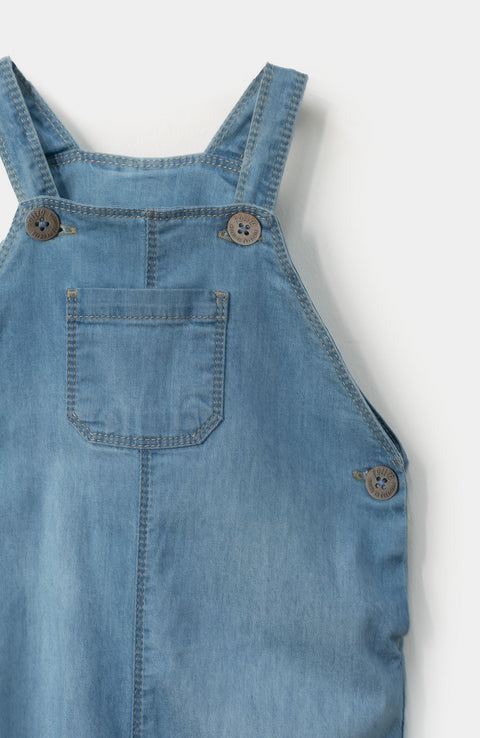 Overol largo para recién nacido en denim color índigo