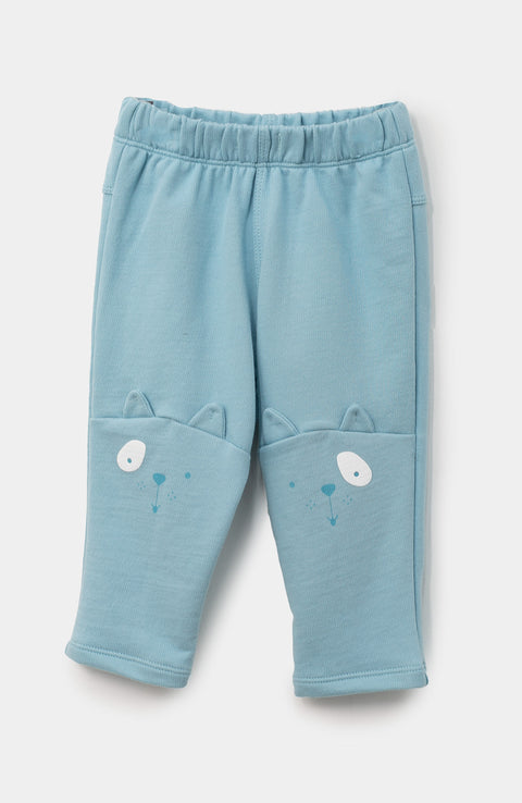 Conjunto de camiseta Y jogger para recién nacido en tela suave y burda color azul