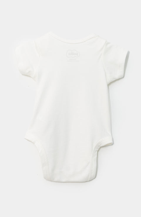 Body manga corta unisex en tela suave color blanco