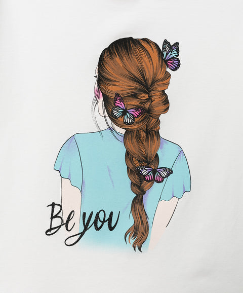 Camiseta Con Estampado Para Niña En Licra Color Blanco
