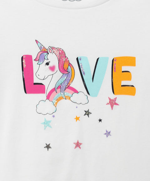 Camiseta Para Bebé Niña En Licra Color Blanco