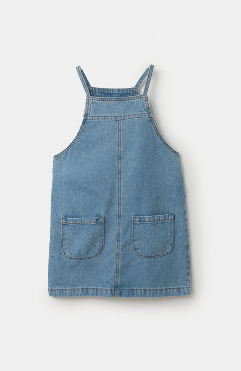 Jardinera para niña en denim color índigo