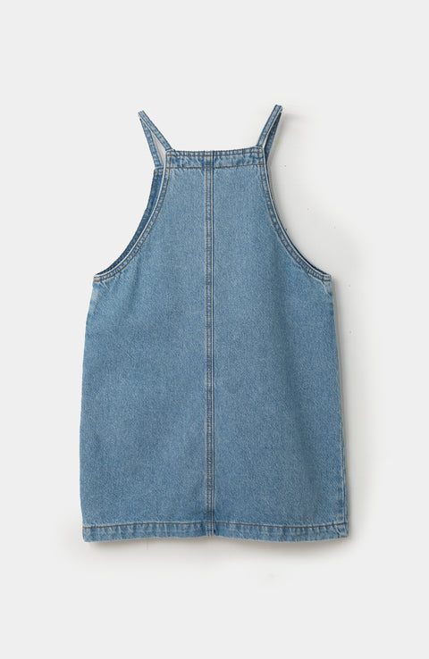 Jardinera para niña en denim color índigo