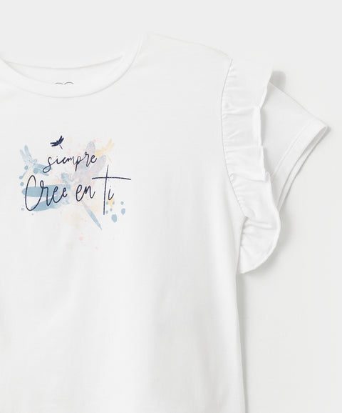 Camiseta Para Niña En Licra Color Blanco - Boleros En Hombros