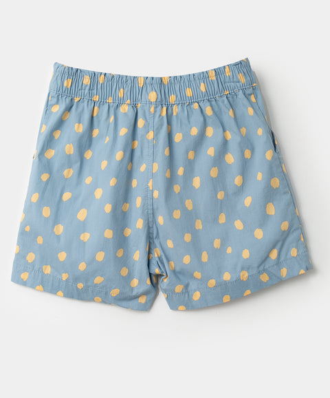 Short para niña en popelina color azul con estampado de animal print
