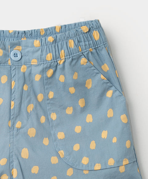 Short para niña en popelina color azul con estampado de animal print
