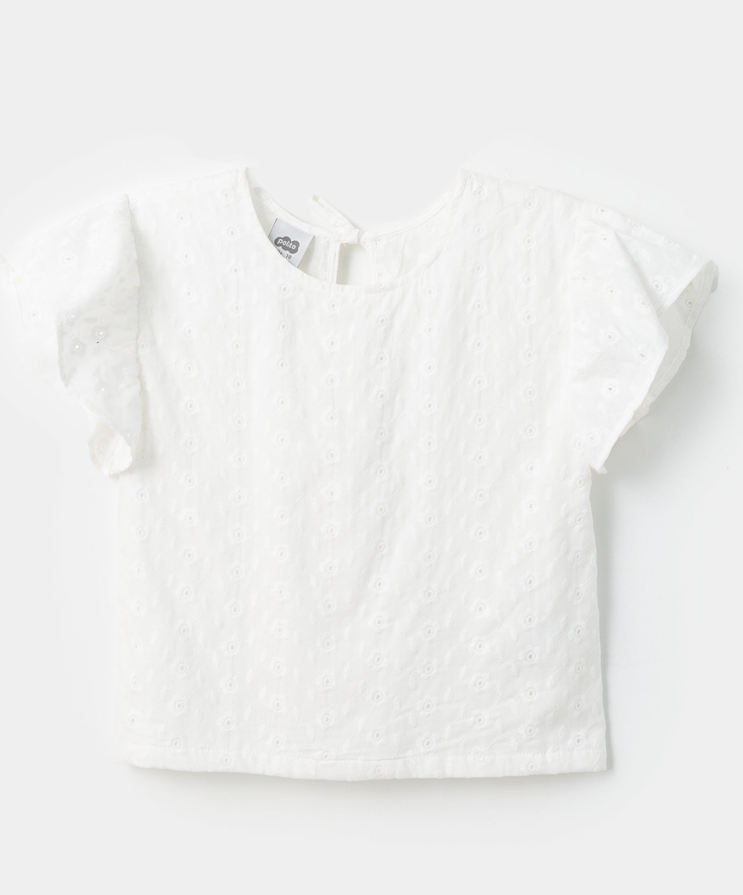 Blusa para niña en ojalillo color blanco – POLITO