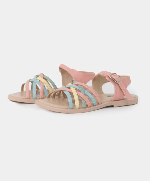 Sandalias para niña en material sintético multicolor