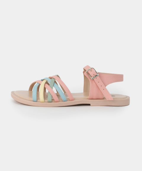 Sandalias para niña en material sintético multicolor