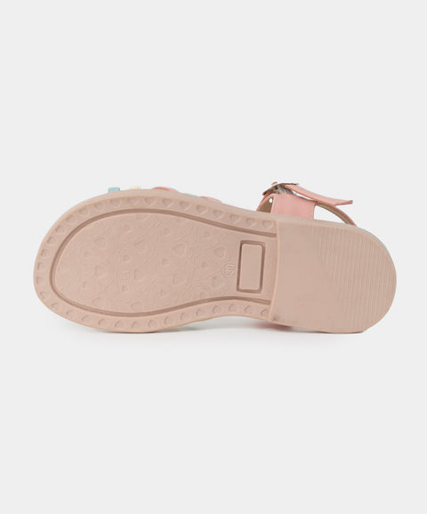 Sandalias para niña en material sintético multicolor