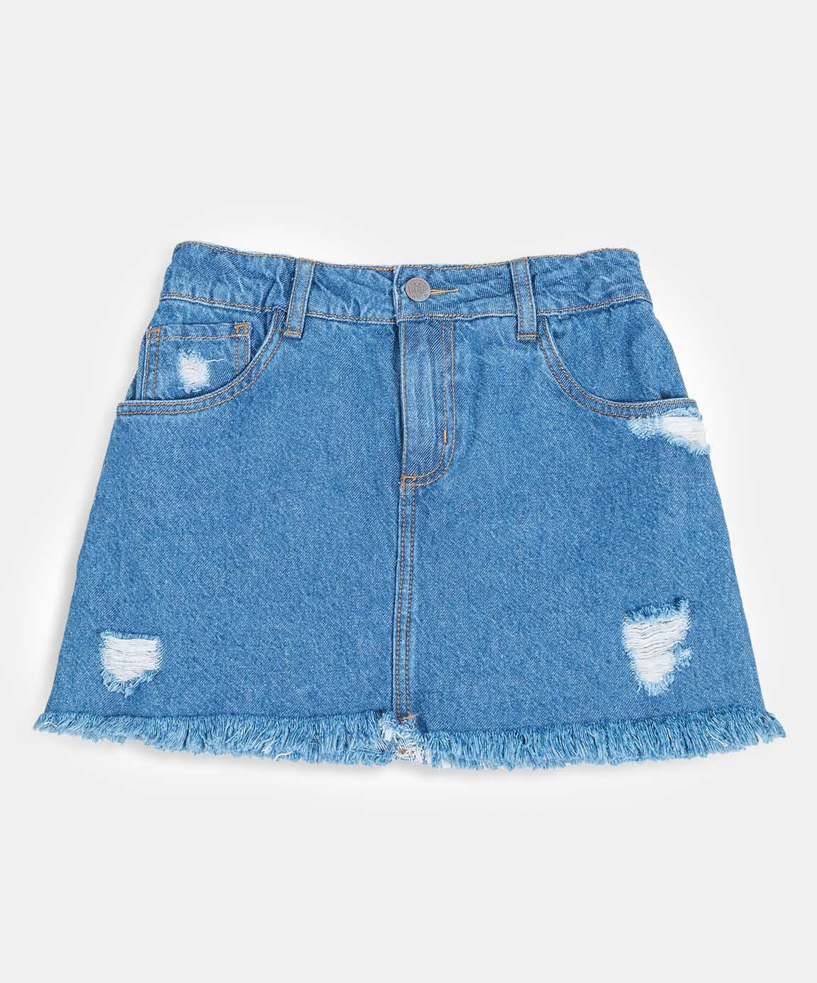 Falda para niña en denim color índigo– POLITO