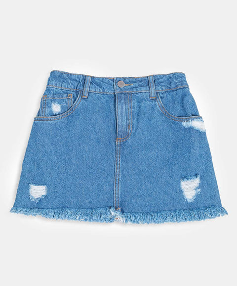 Falda para niña en denim color índigo