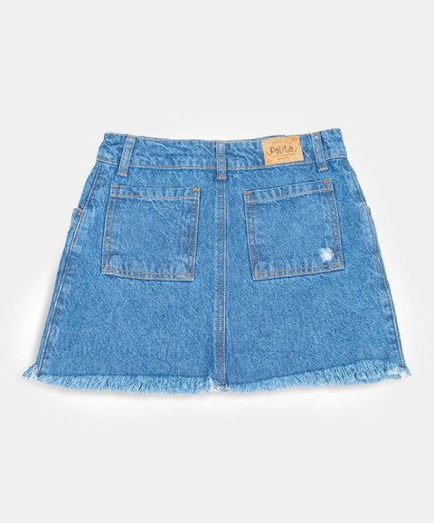 Falda para niña en denim color índigo