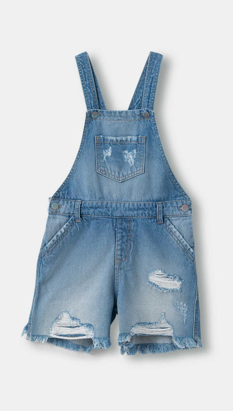 Overol para niña en denim color índigo