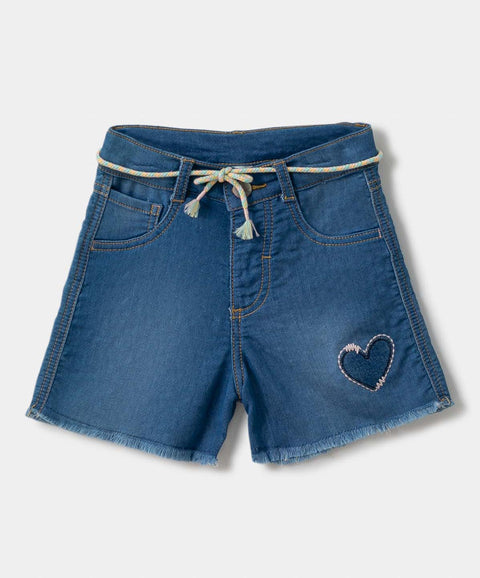 Short para bebé niña en denim color índigo